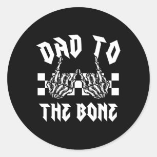 Pegatina Redonda Halloween Dad To The Bone Funny Skeleton Hand Hand