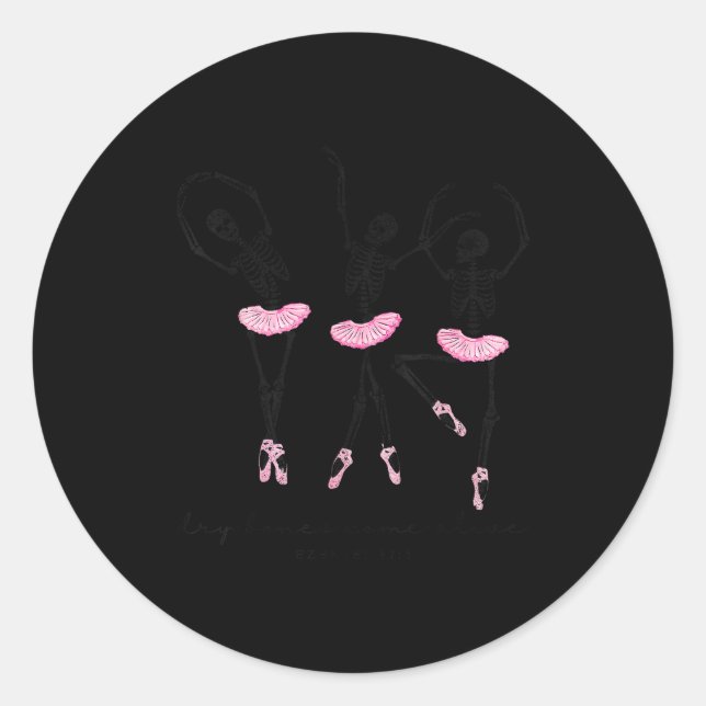 Pegatina Redonda Halloween Dancing Skeleton Dry Bones Come Alive Ch (Anverso)