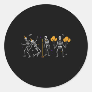 Pegatina Redonda Halloween Dancing Skeletons Fiesta Balloon Music C