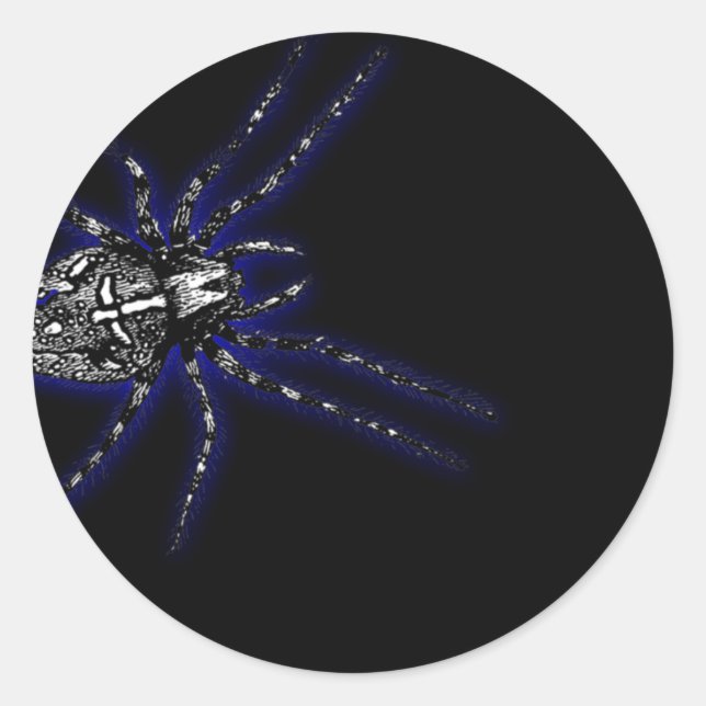 Pegatina Redonda Halloween de araña azul de Tarantula (Anverso)