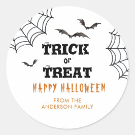 Pegatina Redonda Halloween de Bats Trick o Trek