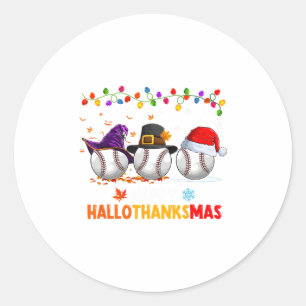Pegatina Redonda halloween de béisbol navidades de acción de gracia