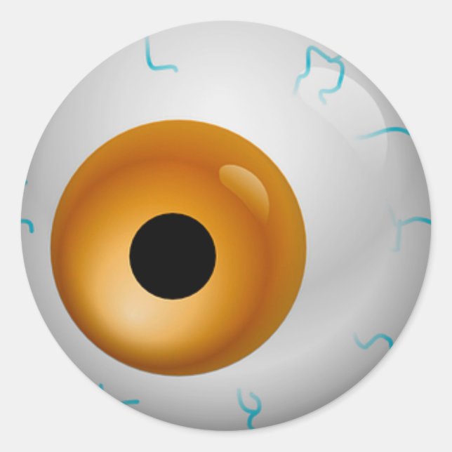 Pegatina Redonda Halloween de Blooshot Zombie Eyeball (Anverso)