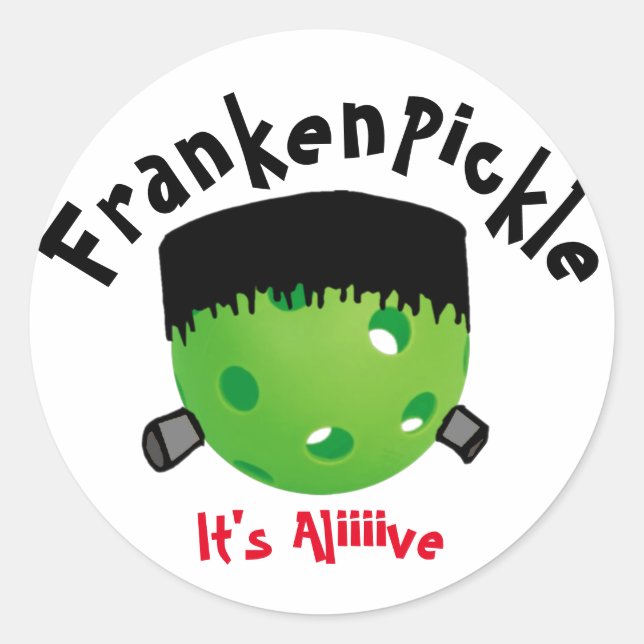 Pegatina Redonda Halloween de bolas de póquer - FrankenPickle - est (Anverso)