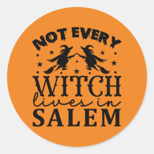 Pegatina Redonda Halloween de bruja divertida Salem