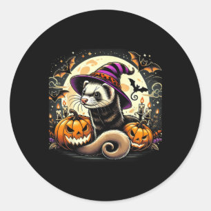 Pegatina Redonda Halloween de brujas ferret - Arte de murciélagos d