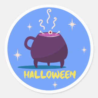 Pegatina Redonda Halloween de Brujas Kettle