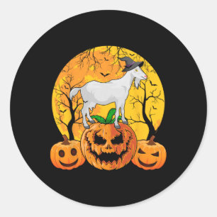 Pegatina Redonda Halloween de cabra Calabaza divertida Goat Lover H