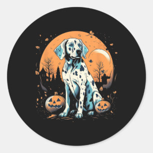 Pegatina Redonda Halloween de calabaza dálmata disfraz perro cachor