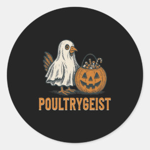 Pegatina Redonda Halloween de calabaza de pollo de pollo fantasma d