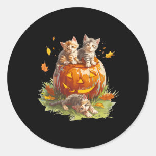 Pegatina Redonda Halloween de calabaza para gatos de los años 90 pa