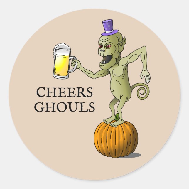Pegatina Redonda Halloween de Cheers Ghouls (Anverso)