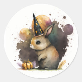 Pegatina Redonda Halloween de Conejo de Conejo de Agua