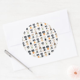 Pegatina Redonda Halloween de felina