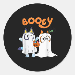 Pegatina Redonda Halloween De Ghost Booey De Temporada Graciosa Par
