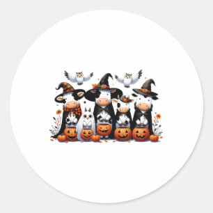 Pegatina Redonda Halloween de Halloween de lechuzas fantasma