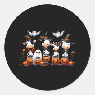 Pegatina Redonda Halloween de Halloween de lechuzas fantasma