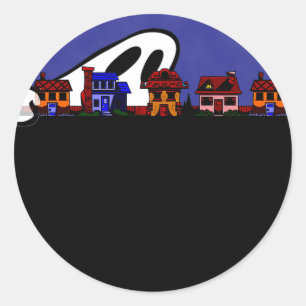 Pegatina Redonda Halloween de la Avenida Ghost