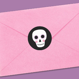 Pegatina Redonda Halloween de la Cráneo del Pastel