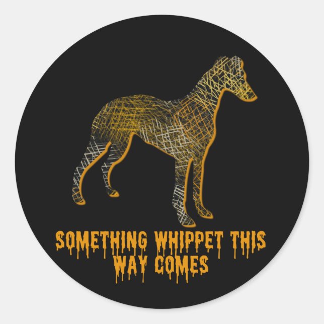 Pegatina Redonda Halloween de la diversión del perro blanco (Anverso)