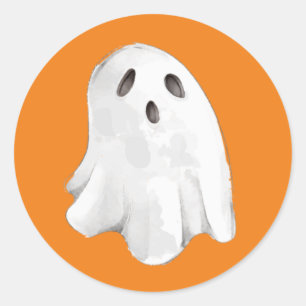Pegatina Redonda Halloween de la fascinante acuarela fantasma