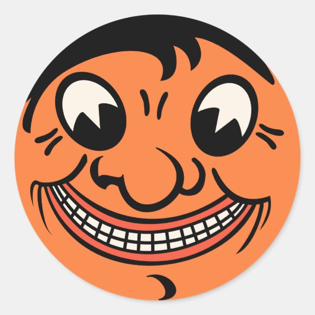 Pegatina Redonda Halloween de los años 1920: Cara Jack O'Lantern (Anverso)