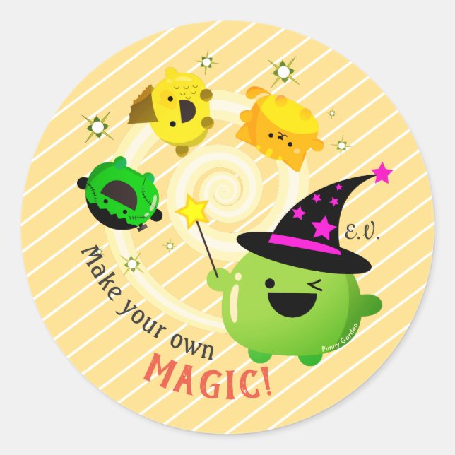 Pegatina Redonda Halloween de Mochi - Haz tu propia magia (Anverso)