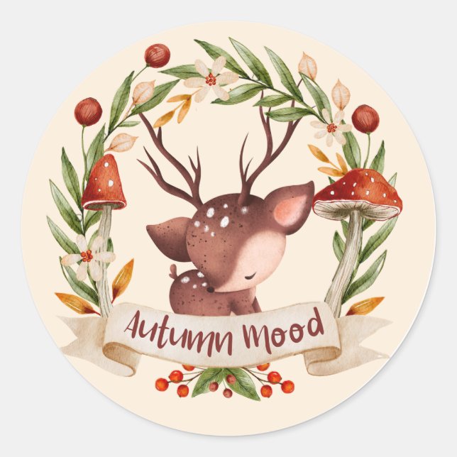 Pegatina Redonda Halloween de otoño (Anverso)