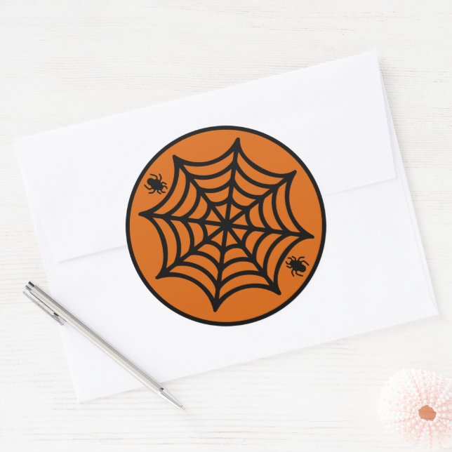 Pegatina Redonda Halloween de Spiderweb (Sobre)