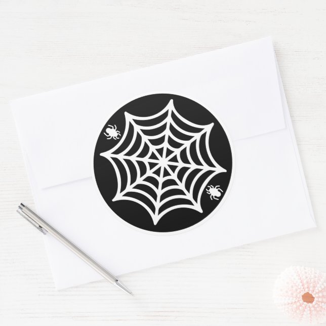 Pegatina Redonda Halloween de Spiderweb (Sobre)