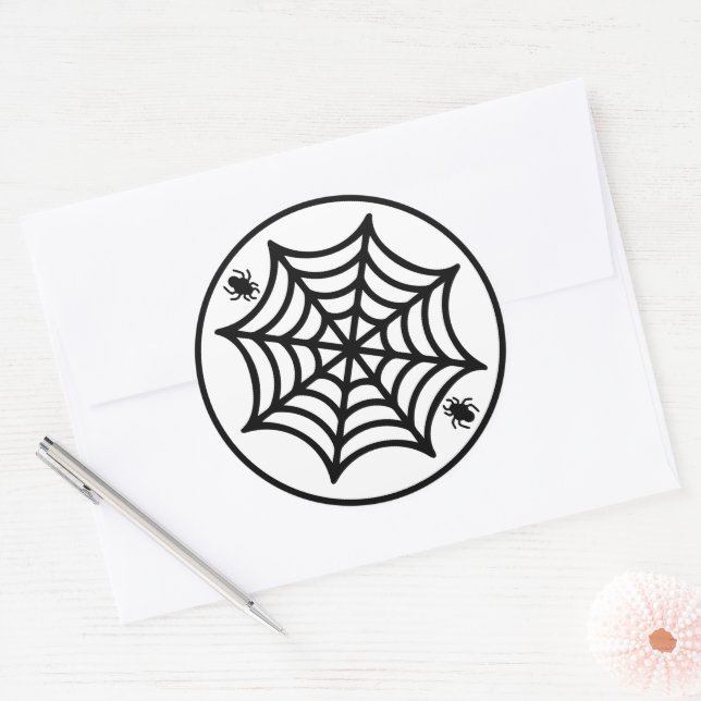 Pegatina Redonda Halloween de Spiderweb (Sobre)