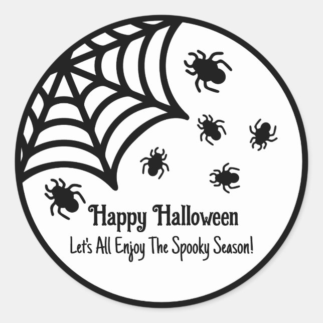 Pegatina Redonda Halloween de Spiderweb personalizado (Anverso)