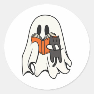 Pegatina Redonda Halloween de temporada de fantasía de lecturas de 