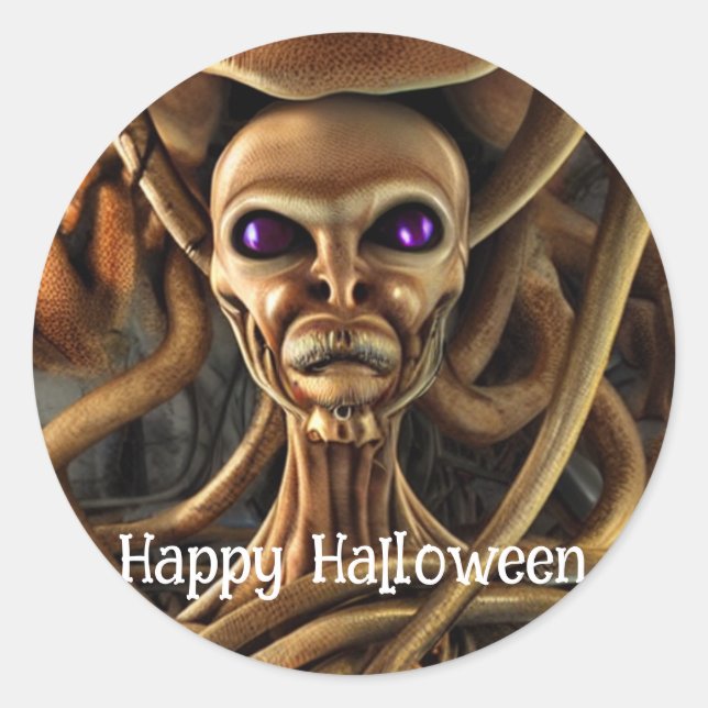 Pegatina Redonda Halloween de truco o truco (Anverso)