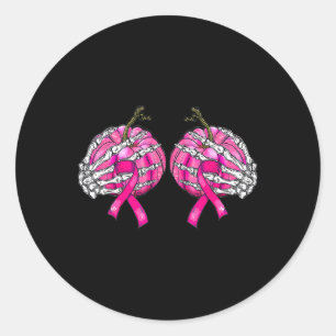 Pegatina Redonda Halloween del cáncer de mama con calabaza mamaria