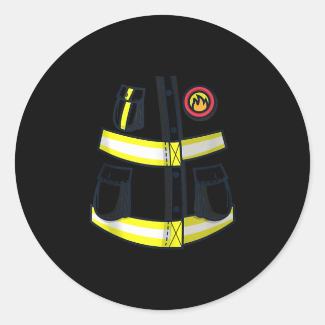 Pegatina Redonda Halloween del disfraz de bombero (Anverso)