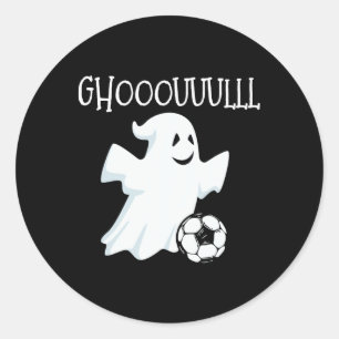 Pegatina Redonda Halloween del Fútbol Fantasma