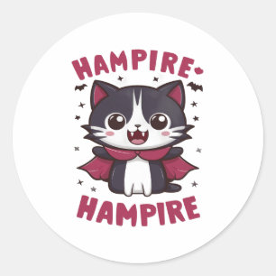 Pegatina Redonda Halloween del gato del vampiro Cute Kawaii
