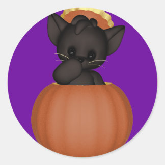 Pegatina Redonda Halloween del gato KRW Lil Black Scardy