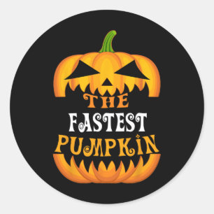 Pegatina Redonda Halloween del grupo familiar de calabaza más rápid