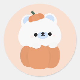 Pegatina Redonda Halloween del osito polar lindo