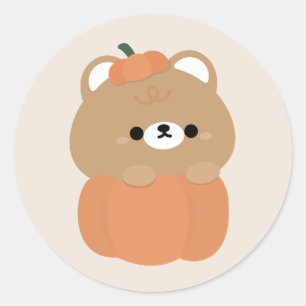 Pegatina Redonda Halloween del oso marrón