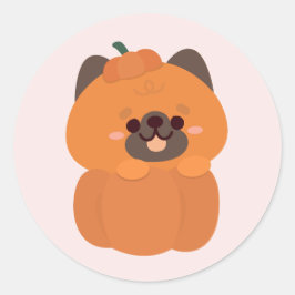 Pegatina Redonda Halloween del Pastor Alemán