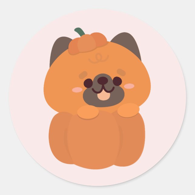 Pegatina Redonda Halloween del Pastor Alemán (Anverso)