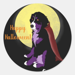 Pegatina Redonda Halloween del perro de montaña Dracula Bernese