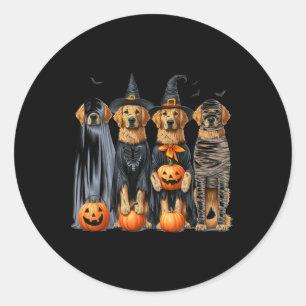 Pegatina Redonda Halloween del perro fantasma Golden Retriever