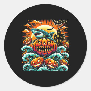 Pegatina Redonda Halloween del Tiburón