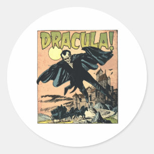 Pegatina Redonda Halloween del vampiro del monstruo de la película 