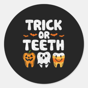 Pegatina Redonda Halloween Dental Dental Dentista Halloween Funny