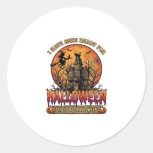 Pegatina Redonda Halloween Desde la Última Bruja Voladora de la Cas